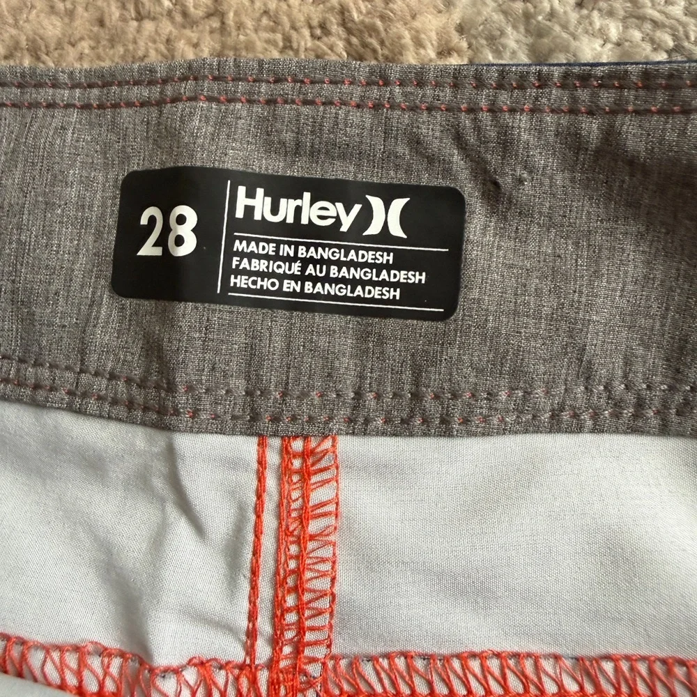 Hurley Men's orange and blue Faraheit ColorBlocked Board Shorts- Size 28